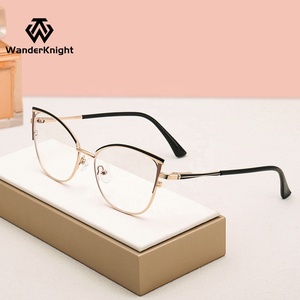 Gafas de Moda, Lujosas y Modernas, con Logotipo Personalizado, Montura Metálica Pequeña, Estilo Ojo de Gato, Protección Contra Luz Azul, Monturas Ópticas - Product Image 5
