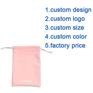 Bolsa de Terciopelo <span class=keywords><strong>Rosa</strong></span> Pálido Personalizada con Cordón para Colgante, Pendientes, Bolsa de Regalo - Product Image 2