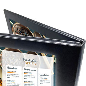 Porte-menu lumineux de haute qualité en PU, support de menu de table, panneau de menu à LED alimenté par batterie à 4 pages pour restaurant, bar - Product Image 5