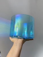 Bol chantant en cristal de quartz pur à 99,99 % de qualité supérieure, bol chantant en cristal d'alchimie cosmique bleu romantique pour la guérison par le bain sonore
