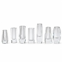 Ensemble de 7 vases en cristal géométrique, vases à fleurs en verre à facettes, vases décoratifs transparents pour la décoration de table à la maison
