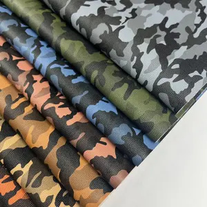 Barato novo design fábrica venda direta eco amigável camuflagem padrão impresso design PVC couro artificial para o saco