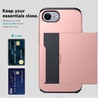 Étui de téléphone 2-en-1 élégant et résistant aux chocs avec porte-cartes coulissant en TPU et PC pour 11-17 Pro Max
