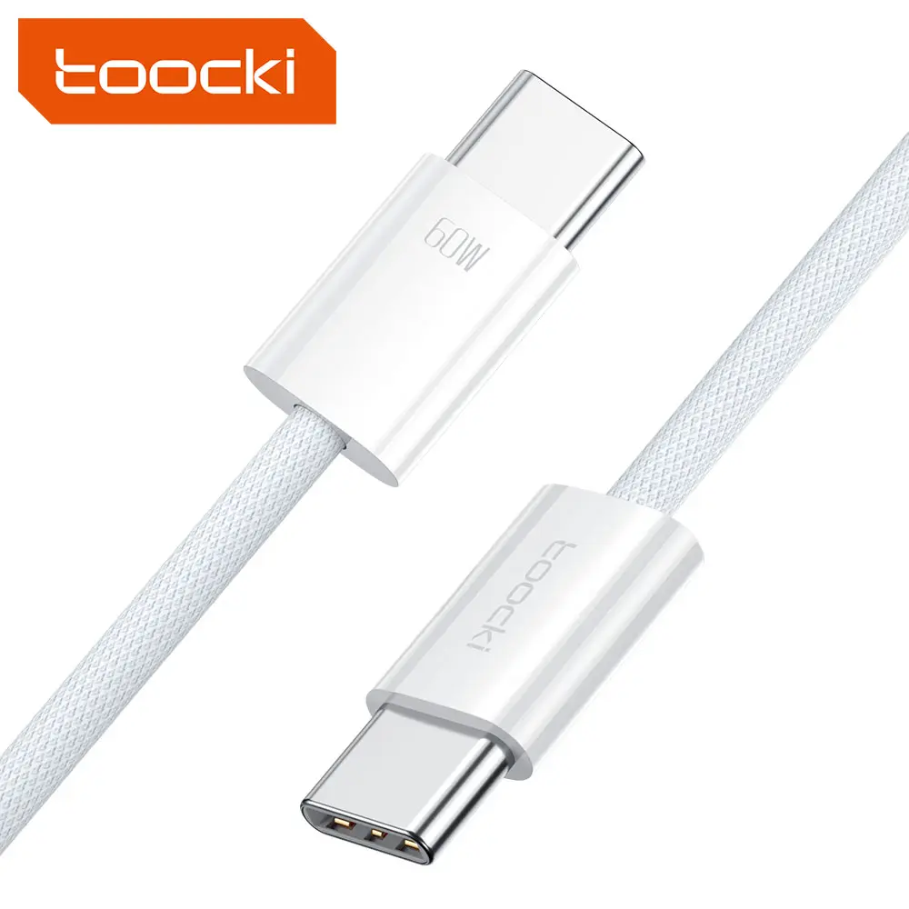 Toocki 60w 타입-c에서 USB 타입-c 케이블 1m 2m pd 아이폰 15 용 고속 충전 데이터 케이블
