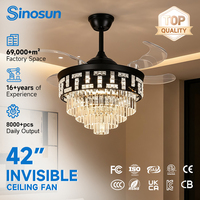 Ventilateur de plafond LED de luxe avec lumière et télécommande, moteur DC à pales réversibles de 42 pouces, fonction minuterie, pour salon moderne (OEM/ODM)