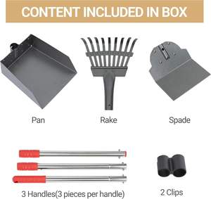 Ensemble de râteau et sacs à déjections pour chiens avec longues poignées sectionnelles réglables en acier inoxydable - Product Image 5