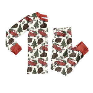 Kids <b>Christmas</b> Vintage Red Truck Pine <b>Tree</b> Pajamas Long Sleeve <b>Top</b> Pants 2 Piece Toddler Holiday Pinecone Print Home Set - Product Image 1