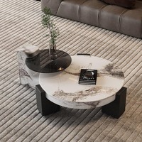 Ensemble de tables basses en marbre et verre rondes minimalistes de luxe italiennes modernes pour salon, hôtel, design multifonctionnel décoratif