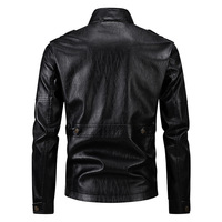 Blouson en cuir PU pour homme, coupe ajustée, longueur standard, col montant tendance, fermeture éclair, taille européenne/américaine, collection automne, transfrontalier