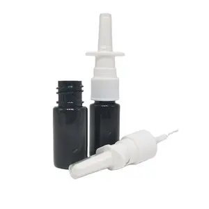 RTS 10ml 1/3 OZ PET Black Plastic Material Empty Nasal Spray Bottles With White Lids
