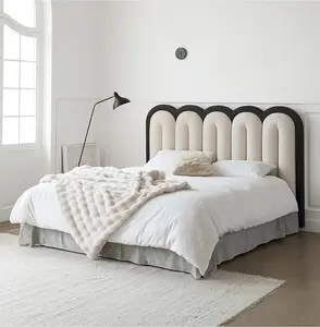 Cama estofada de veludo tufado com botão de cabeceira de veludo grosso, cama king size de alta qualidade e bom preço para casa, amostra grátis