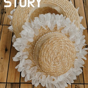 Sombrero <span class=keywords><strong>de</strong></span> <span class=keywords><strong>paja</strong></span> floral <span class=keywords><strong>de</strong></span> ala ancha con visera para mujer, con cinta <span class=keywords><strong>de</strong></span> perlas y copa plana, ideal para playa, venta al por mayor, INS, gran oferta, sombrero nupcial para vacaciones - Product Image 3