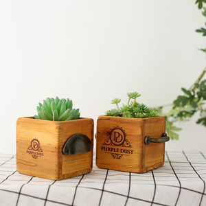 Wood Trug with handle Succulent planter Wooden Box