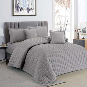 Ensemble de literie personnalisé transfrontalier en coton pur, matelassé, à carreaux, couleur unie, double face, lavable, six pièces, pour l'été - Product Image 2
