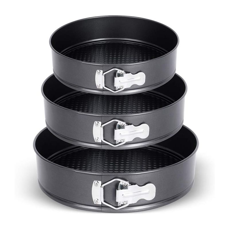 Набор посуды для выпечки Lixsun из 3 предметов, круглая форма, антипригарная форма, формы для торта из углеродистой стали, пружинная форма, набор сковородок для торта, для выпечки