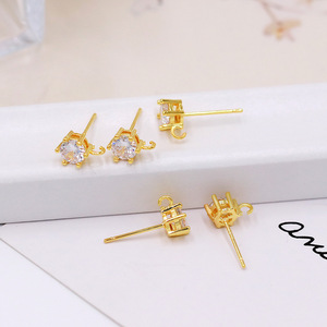 S925 Sterling Silver Diamond Earrings 18K Gold Plated Round Brilliant Cut Women's Everyday Wear Jewelry Accessories - Product Image 3