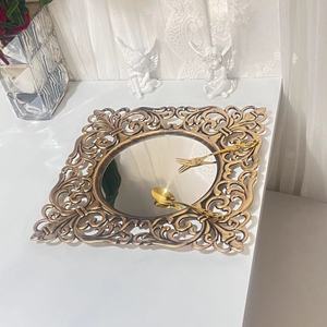 Wedding Events Party 12" Gold Mirror <strong>Square</strong> Plastic Charger <strong>Plates</strong> with Embossed Rims for Table <strong>Setting</strong> - Product Image 3
