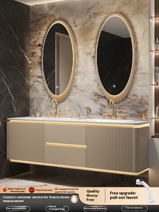 Lavabo doble todo en uno roble <span class=keywords><strong>inodoro</strong></span> lavabo gabinete crema aire baño vanidad <span class=keywords><strong>roca</strong></span> placa caliente curva combinación puerta basculante - Product Image 6