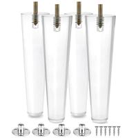 Pieds de meubles élégants en acrylique cristal de verre transparent, pieds modernes et robustes pour banc de lit, canapé et table console