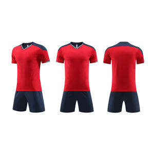 Sublimación personalizada Impresión digital 100% Poliéster Verano Fútbol Jersey Kit Transpirable Secado rápido Cuello en V Manga corta - Product Image 1