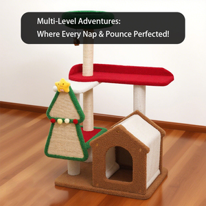 Cao Cấp Mèo Tháp Cây Đa-Vật Nuôi Thân Thiện Bền Salu Bọc Dễ Thương Lớn Phong Cách Gỗ Len Chất Liệu Giá Tốt Nhất Carton Giáng Sinh - Product Image 4