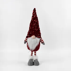 Decoração vintage para natal, presente de natal de 20.5 polegadas, decoração masculina, lantejoulas vermelhas, gnome gonk
