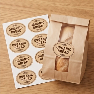 Autocollants personnalisés biodégradables imperméables en rouleau pour l'emballage alimentaire des restaurants, étiquettes privées - Product Image 1