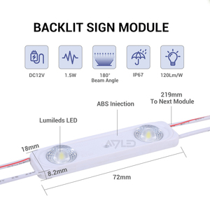 Módulo de Luz LED de 24 Voltios y 1.5 Vatios, Impermeable IP67, Alto CRI 85 160 °   Módulos LED de ángulo de haz para letreros - Product Image 3