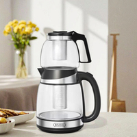 Bouilloire Électrique en Verre 1,8 L, Samovar Double, Machine à Thé Turque Portable, Ébullition Rapide, Sans Fil, Usage Domestique - Offre Spéciale
