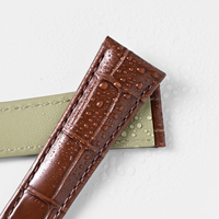 Bracelet de montre en cuir véritable à motif crocodile avec logo personnalisé, 20 mm pour montre intelligente, bracelet en cuir, boucle déployante en acier inoxydable