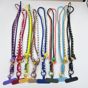 Sangle de téléphone réglable pour cou et bandoulière, 120 cm, multicolore contrastée, avec breloque et clip de fixation, logo personnalisé - Product Image 1