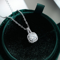 Collier pendentif halo minimaliste en argent sterling 925 avec moissanite, or blanc, délicat, à porter au quotidien, pour elle