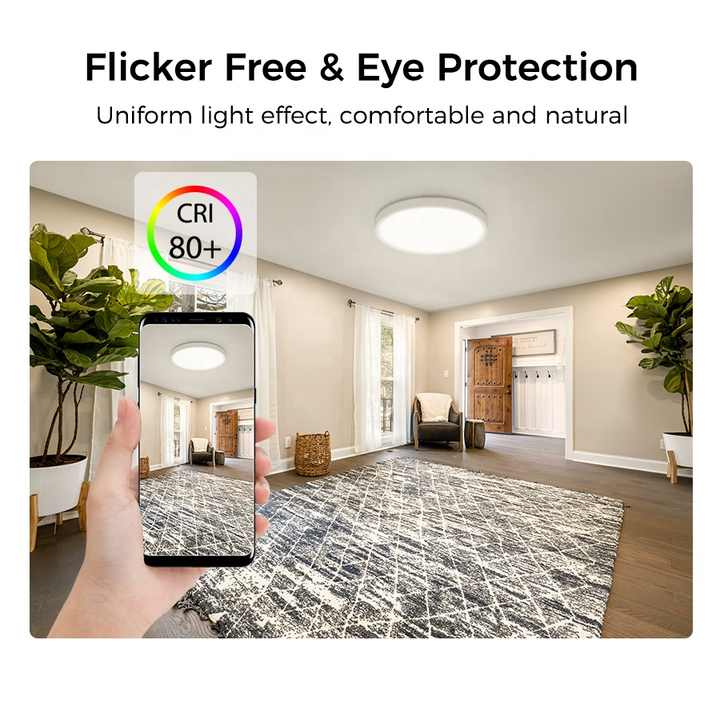 Warehouse 24W Smart Ceiling Light Flush Mount LED WiFi Light with Remote and Compatible with Alexa Google Home