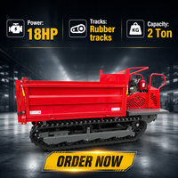 Pengiriman Gratis CE EPA 2Ton Mini Dumper Crawler Loader Pengangkat Hidrolik Semua Medan Kebun Taman Bangunan Longdon Bucket 0.8m