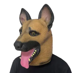 Cabeza de perro de látex realista, máscara de cara completa, cabeza de perro de Halloween, tocado de animales de látex para disfraces de fiesta, disfraz de Cosplay
