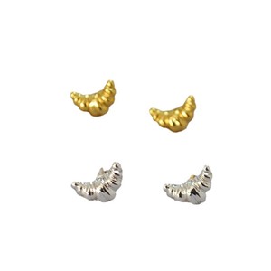 Dainty Bakery <strong>Jewellery</strong> Cute Foodie Gift for Her Everyday Minimal Studs 18K Gold Plated Croissant Hypoallergenicity Stud Earring - Product Image 4