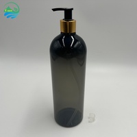 Bouteilles de shampooing rondes en PET noir de 1L avec pompe pulvérisatrice pour sérum et lotion de soin de la peau, bouteille de gel douche avec pompe filetée 28/410