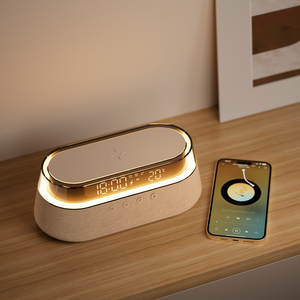 KUANGXIANG Trending Exquisite Workmanship 6-in-1 Touch <strong>Control</strong> Bedside Lamp Table Alarm <strong>Clock</strong> with Wireless Charger and FM <strong>Radio</strong> - Product Image 6