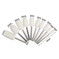 Jeu de roues de polissage de 1 pouce, tige de 3mm montée sur feutre de laine et coton pour accessoires d'outils rotatifs, mini kit de polissage de brosse