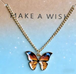 Collar Vintage de Moda para Mujer al por Mayor, Cadena Delgada con Colgante de Mariposa Colorida en Múltiples Formas Geométricas, Joyería - Product Image 4