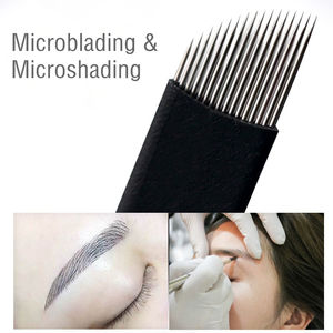 PMU Micro lames noires 0.18mm 7 12 14 16 broches U 18 14u Microblading <span class=keywords><strong>aiguille</strong></span> manuelle Nano outil de <span class=keywords><strong>tatouage</strong></span> de sourcils fins et pointus - Product Image 5