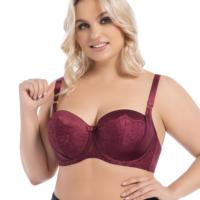 Soutien-Gorge à Armatures Femme Grande Taille LR Style, Rembourrage Léger, Bonnet 3/4, Respirant, Dentelle Transparente Brodée, Fermeture Dos