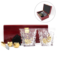 Cadeau pour la fête des pères, ensemble de pierres à whisky et verres en forme d'octaèdre, cubes de glace réutilisables en acier inoxydable en forme de diamant, pierres à whisky