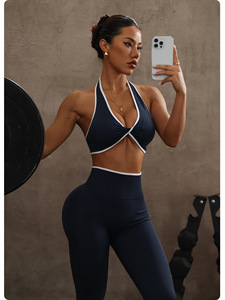 Set Personalizzato per Yoga a Vita Alta, Abbigliamento Sportivo da Donna, Reggiseno e Leggings a Contrasto, Completo Due Pezzi per Pilates e Fitness - Product Image 4