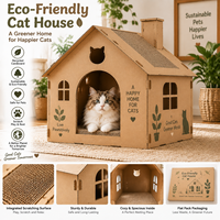 Maison pour chat en carton ondulé kraft écologique, emballage en papier recyclé