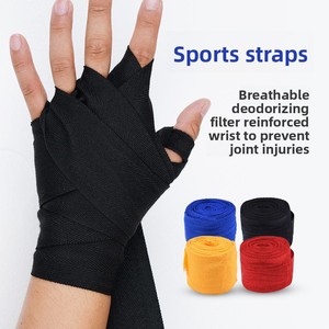 Bandage de boxe unisexe en pur coton pour entraînement professionnel, bande de résistance sportive, protection élastique absorbant la transpiration pour les mains - Product Image 1