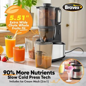 5.51 "מכונת <span class=keywords><strong>juicer</strong></span> רחב העיתונות הקרה 250w masticating עמלץ פירות שלמים & גלידה יצרנית גלידות - Product Image 2