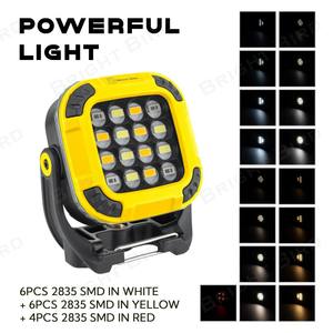 Luz DE TRABAJO LED COB recargable por USB con soporte Base magnética potente y gancho de luz LED blanco amarillo rojo - Product Image 5