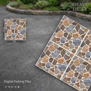Dalles de stationnement en porcelaine gaufrées pleine masse 40x40cm antidérapantes, robustes, style rustique africain pour revêtement de sol extérieur - Product Image 2