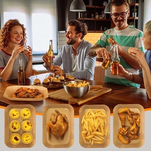 300 pièces 20.5x14cm 8 \ "Rectangle parchemin antiadhésif plats de cuisson casseroles bols en papier jetables pour friteuse à air <span class=keywords><strong>four</strong></span> à convection - Product Image 6